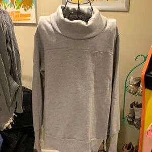 ALO Yoga Gray Cowl Neck Sweater with Ribbed Knit